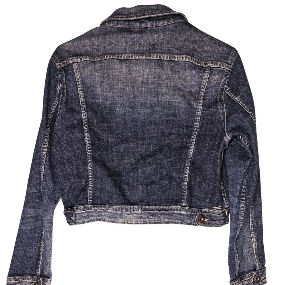Lee Platinum Label Womens Dark Wash Cropped‎ Denim Trucker Jacket Blue Size M